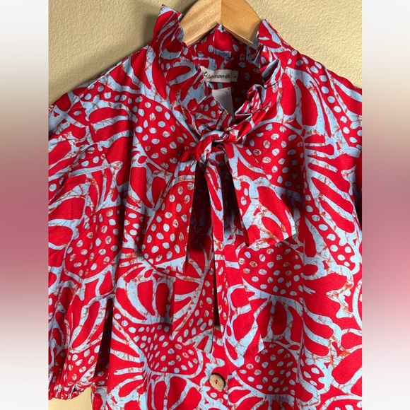 NWT Elisamama Kathy Blouse in Ruby Red - Picture 6 of 14